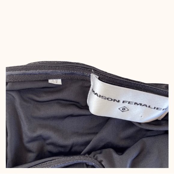 Maison Femalien | Ella Strapless Ruched Mesh Little Black Mini Dress Size M - Picture 5 of 12